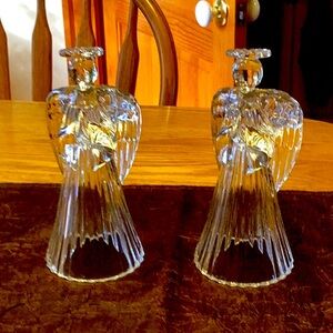 2 Vintage Avon crystal Angel candle holders, pre-owned great condition